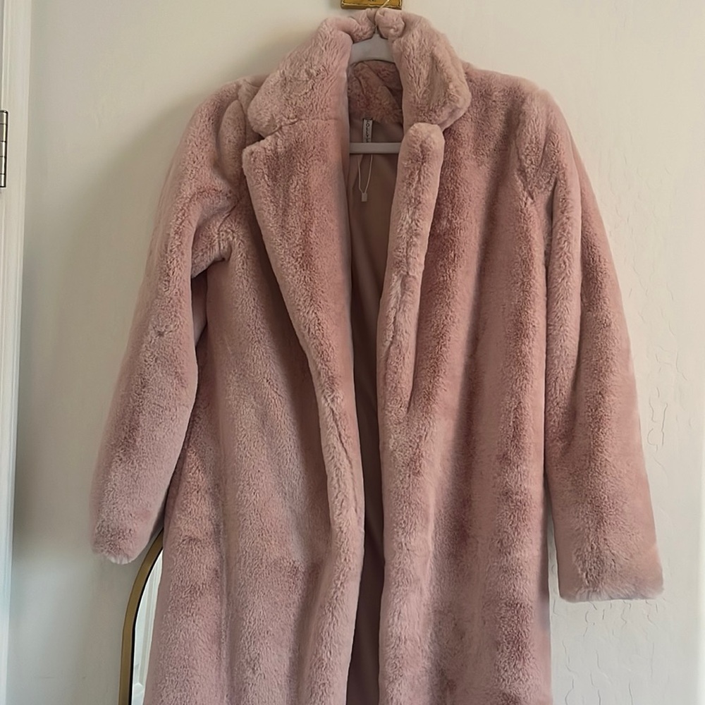 Oh Polly Pink Faux Fur Coat